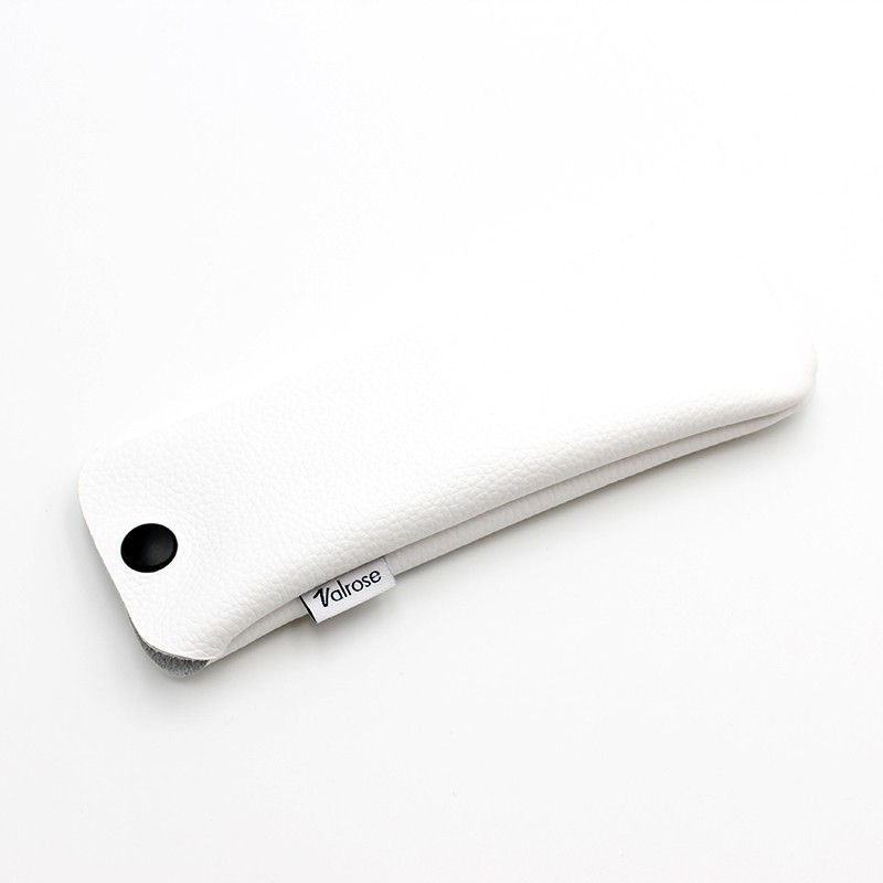Étui à lunettes en cuir Blanc avec bouton pression
