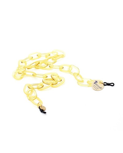 Chaîne acétate Opaline Jaune avec grands maillons ovales Cristal