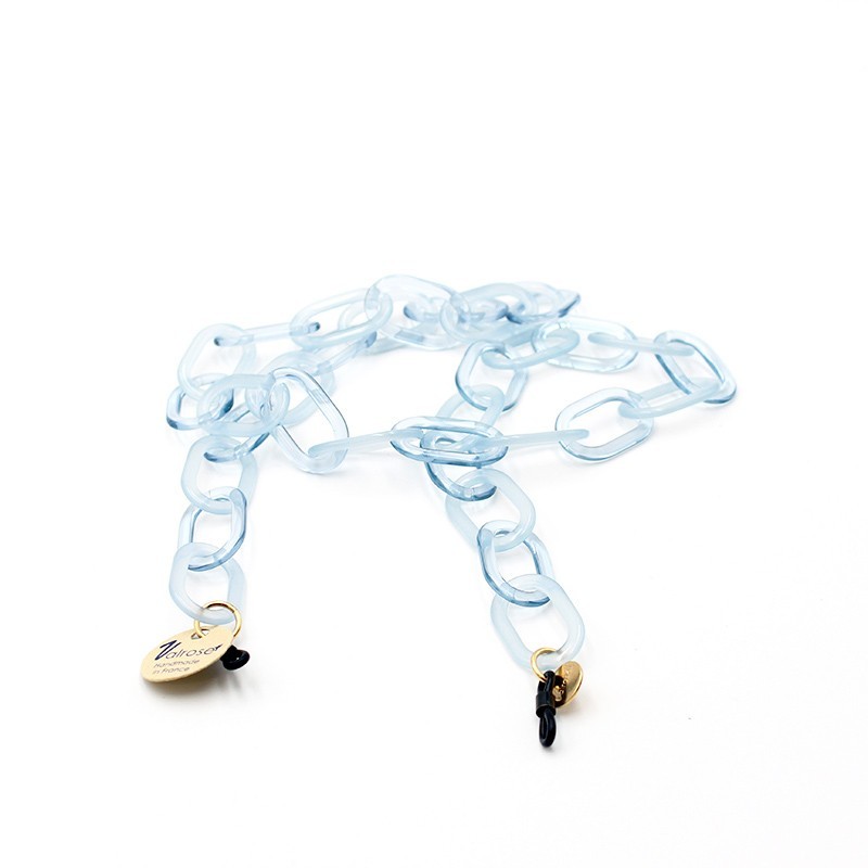 Chaîne acétate Opaline Bleue avec grands maillons ovales Cristal