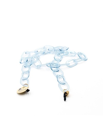 Chaîne acétate Opaline Bleue avec grands maillons ovales Cristal