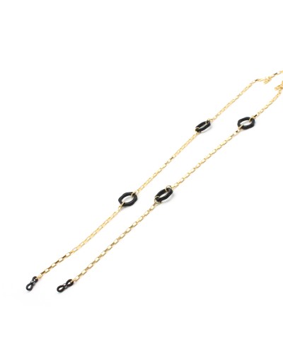 Metal chain with acetate flowers black