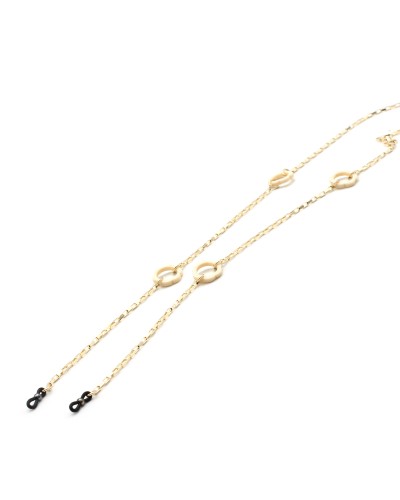 Metal chain with acetate flowers white