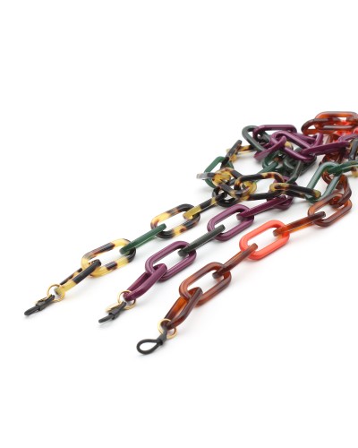 Bicolor Acetate chains with big rounded rectangular and thick links