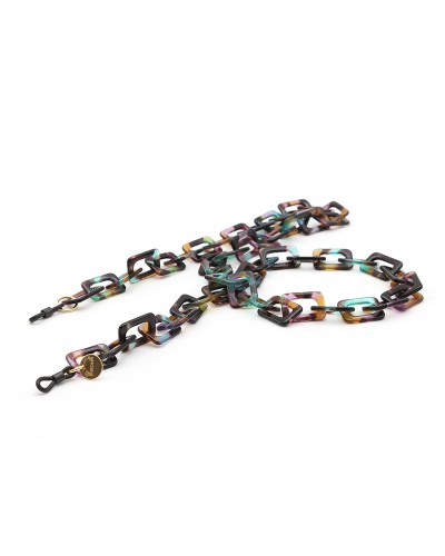 Multicolor Acetate chain with Medium rectangular links