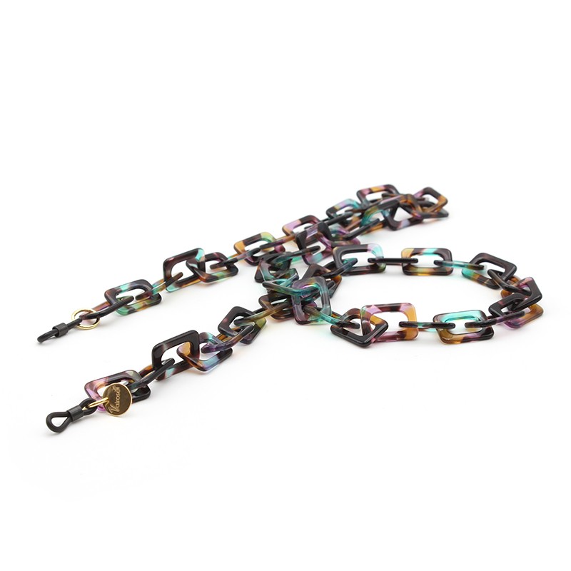 Multicolor Acetate chain with Medium rectangular links