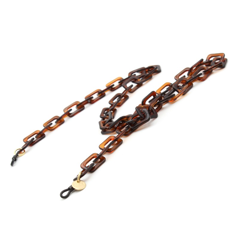 Brown (shell) Acetate chain with Medium rectangular links