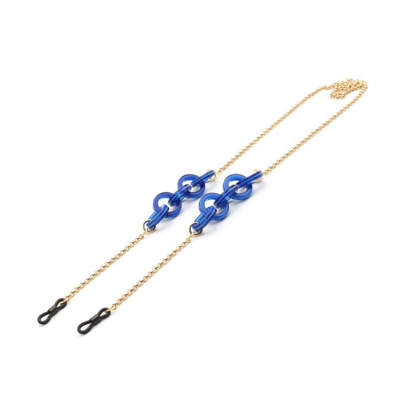 Metal chain with acetate rings Blue