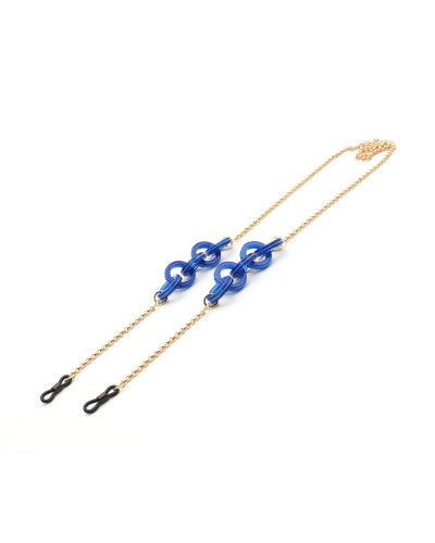 Metal chain with acetate rings Blue