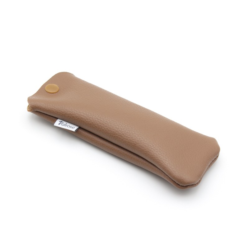 Mocha Leather glasses case with press-stud