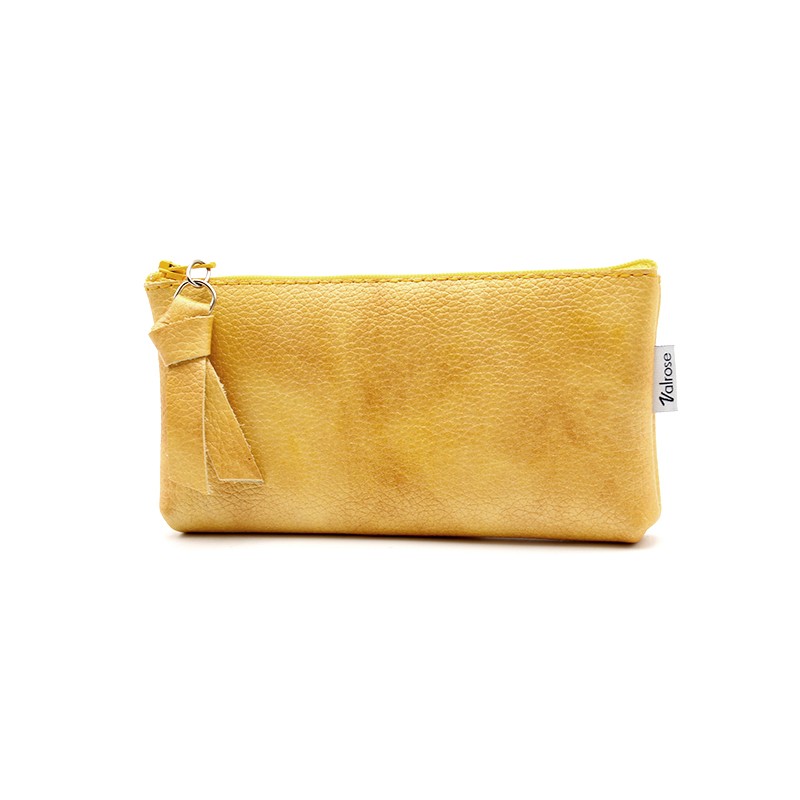 Yellow Zip leather pouch