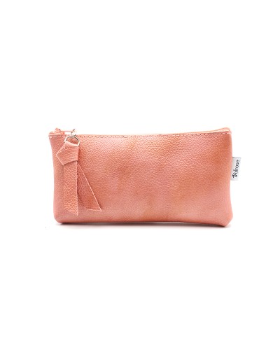 Pink Zip leather pouch