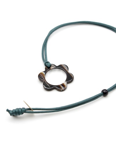 Horn Magniflying glass Acetate pendant with Cotton cord