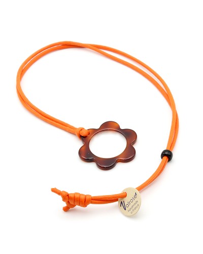 Pendentif Loupe en Acétate Ecaille sur cordon en coton