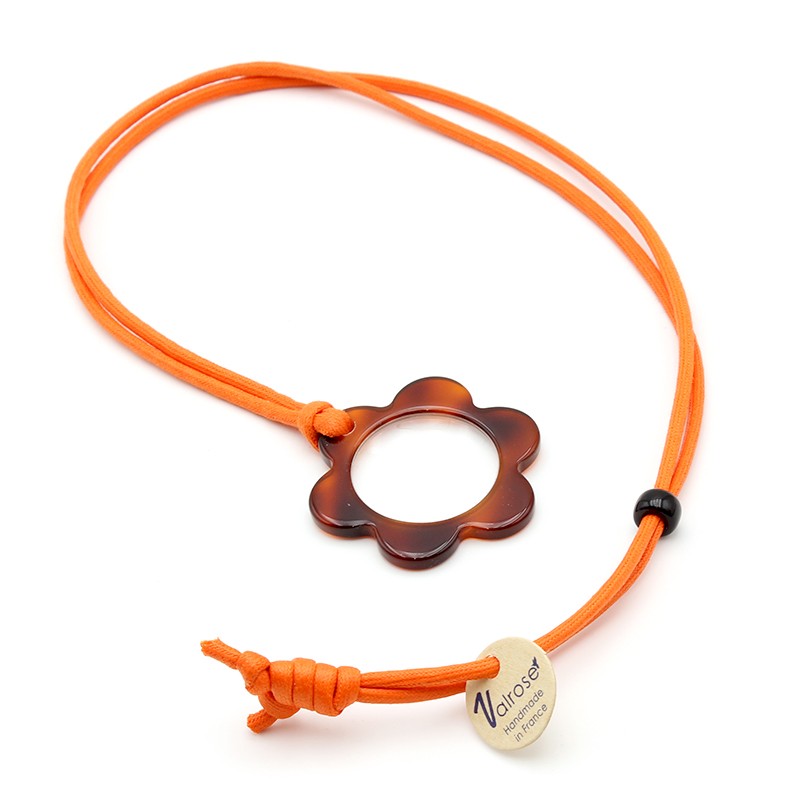 Pendentif Loupe en Acétate Ecaille sur cordon en coton