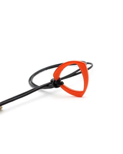 Pendentif avec anneau en acétate triangulaire Orange sur cordon en coton