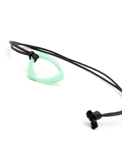 Pendant made of Mint triangular acetate ring and cotton cord