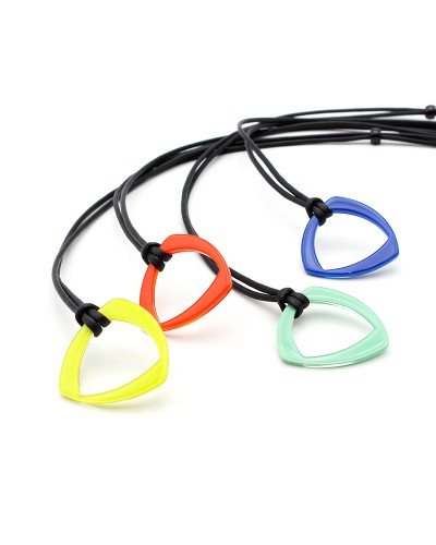 Pendant made of Orange triangular acetate ring and cotton cord