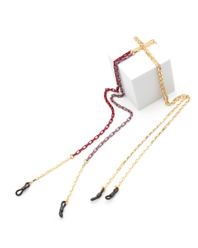 Metal chains with burgundy acrylic part