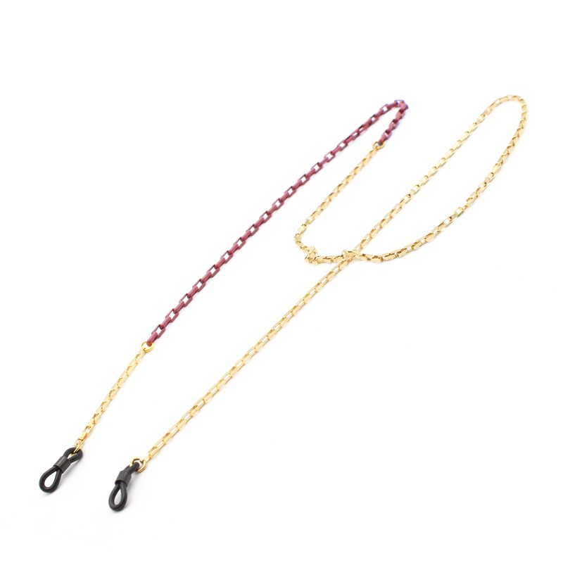 Metal chains with mauve acrylic part