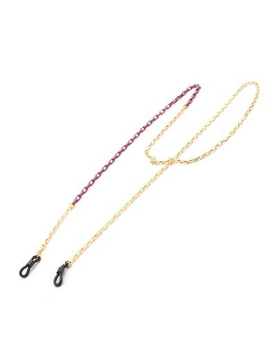 Metal chains with mauve acrylic part