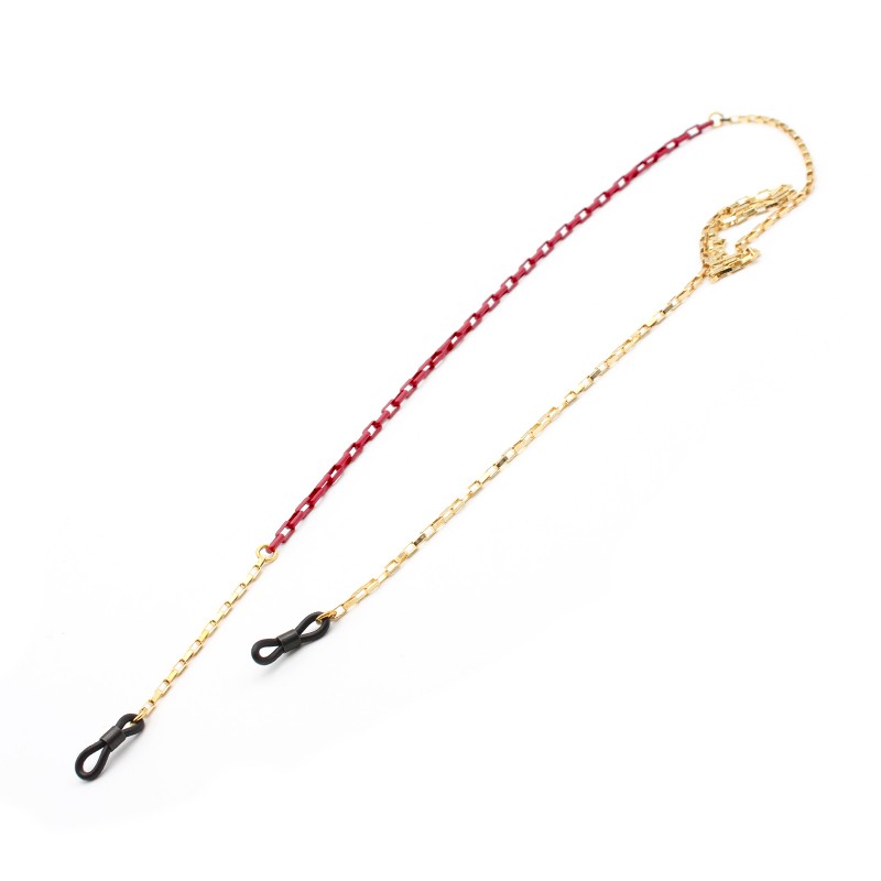 Metal chains with burgundy acrylic part