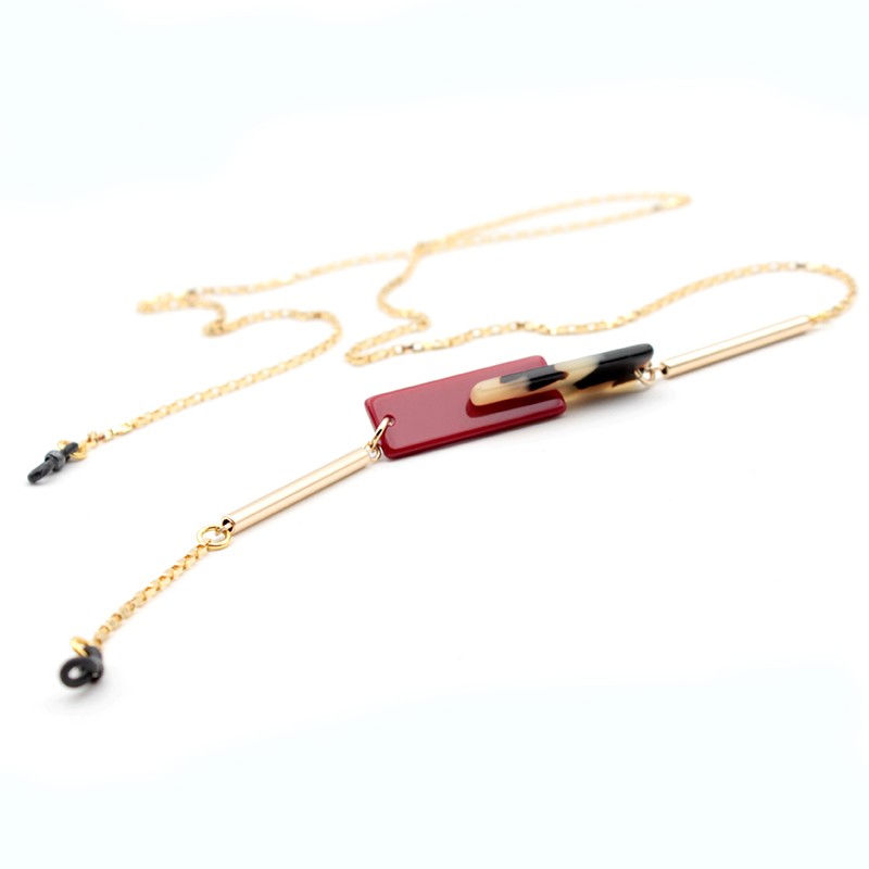 Metal chain with acetate part Rouge and Beige
