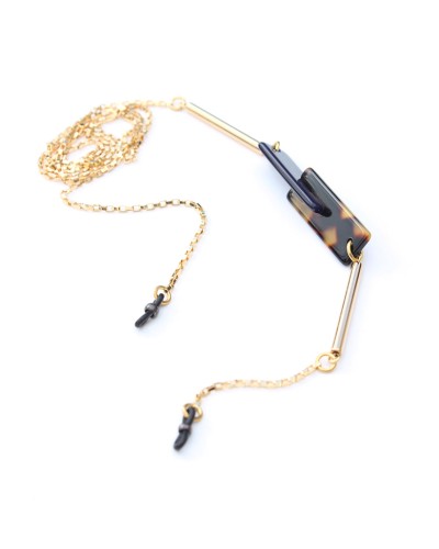 Metal chain with acetate part Navy blue and Tokyo