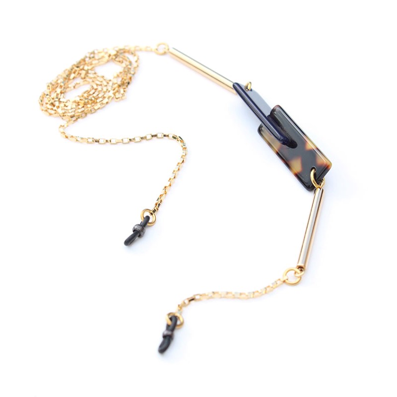 Metal chain with acetate part Navy blue and Tokyo