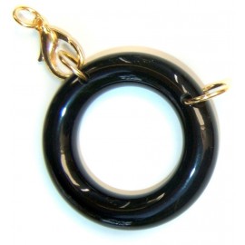 Acetate ring black/ plated gold L